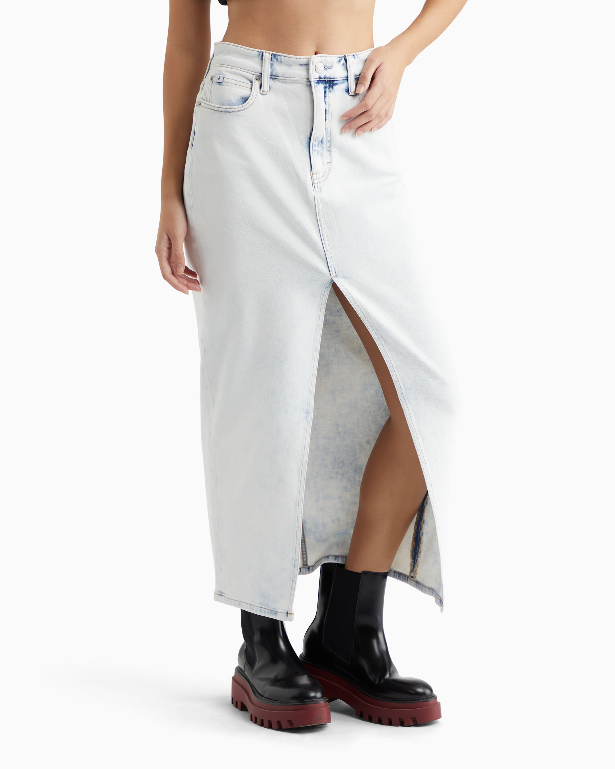 Calvin klein white denim sales skirt