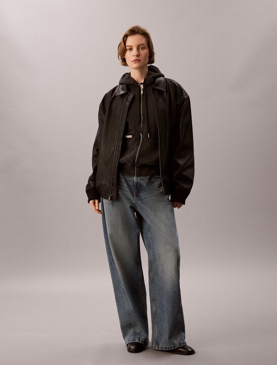 Washed Cotton Terry Zip Through Hoodie