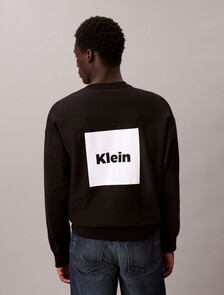 高級抓絨標誌圖案寬鬆衛衣, Black, hi-res