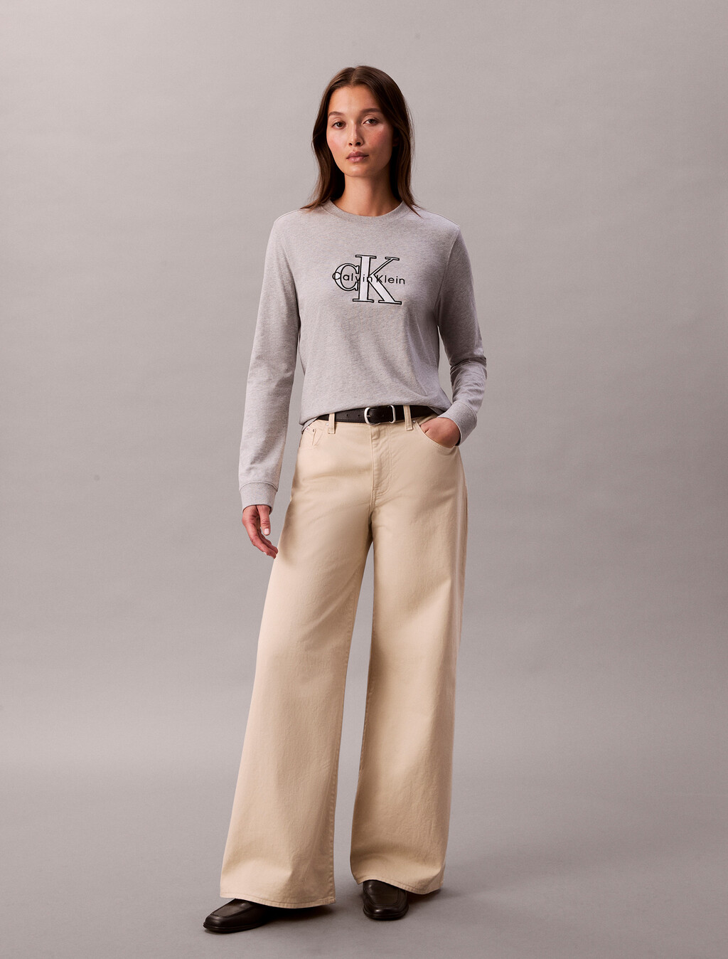 Monogram 標誌長袖 T 恤, BC06 Grey Heather, hi-res