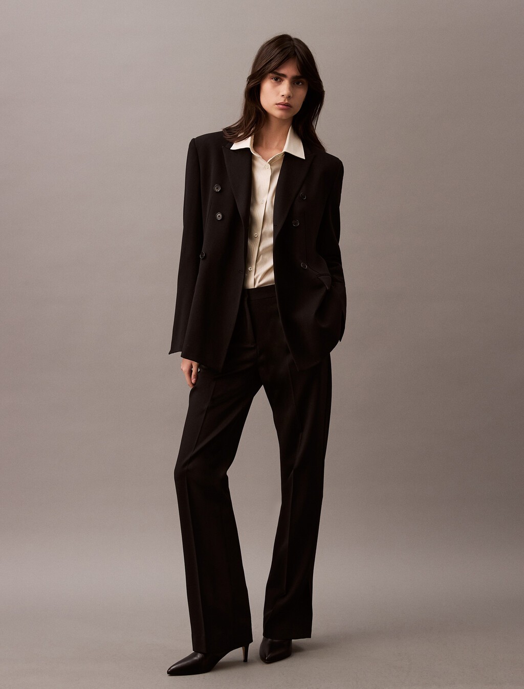 Classic Wool Gabardine Trouser, Black, hi-res