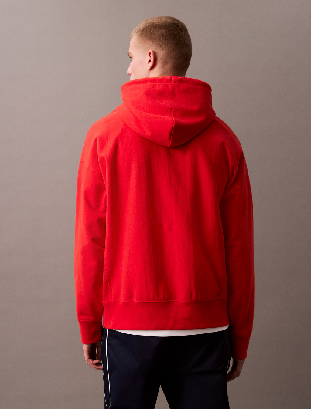 Oversized Sueded Terry Hoodie, Red Alert, hi-res