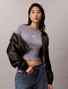 Monogram Logo Long Sleeve Baby Tee, Quicksilver, hi-res