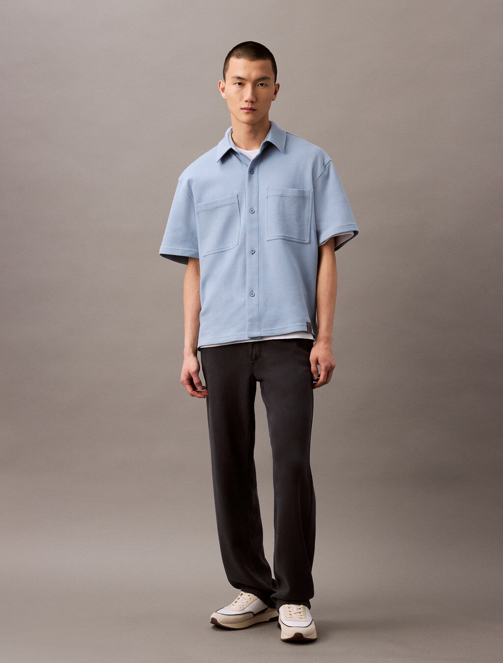 紋理珠地寬鬆襯衫式外套, Faded Denim, hi-res
