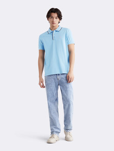 Cooling Cotton Pique Polo, Dusk Blue, hi-res