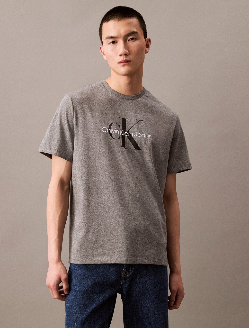 Monogram Logo Graphic Classic Crewneck T-Shirt, Med Grey Htr, hi-res