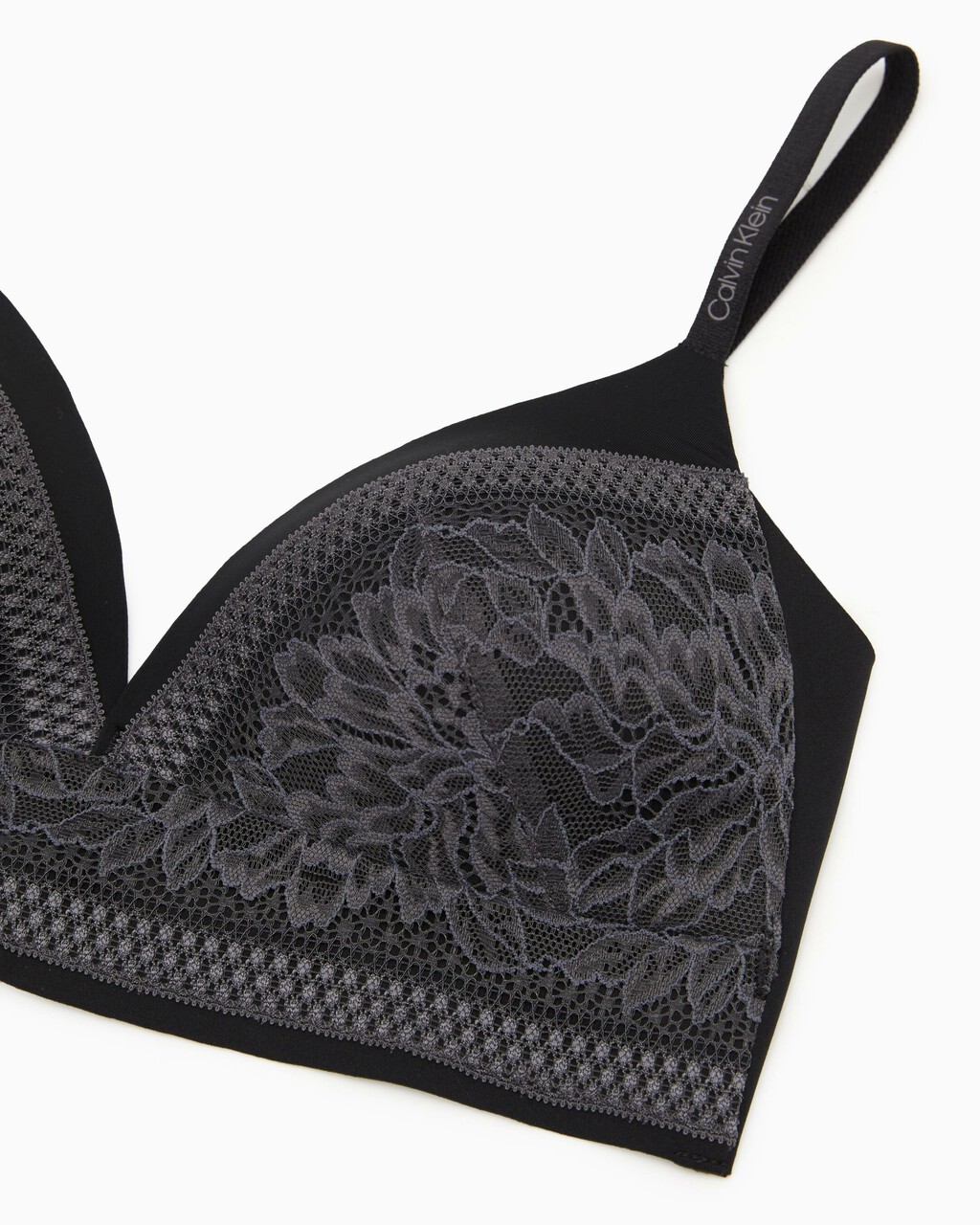 CK Black Linear Lace Lightly Lined Triangle Bra, Calvin Klein