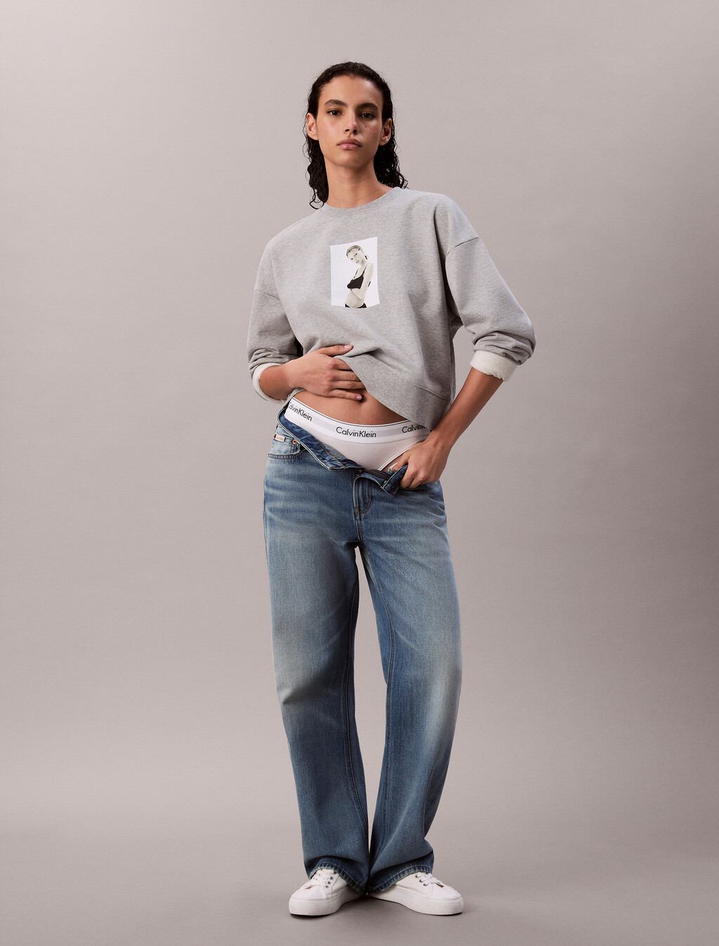 Kate Moss 毛圈布圖案寬版運動衫, Heroic Grey Heather, hi-res