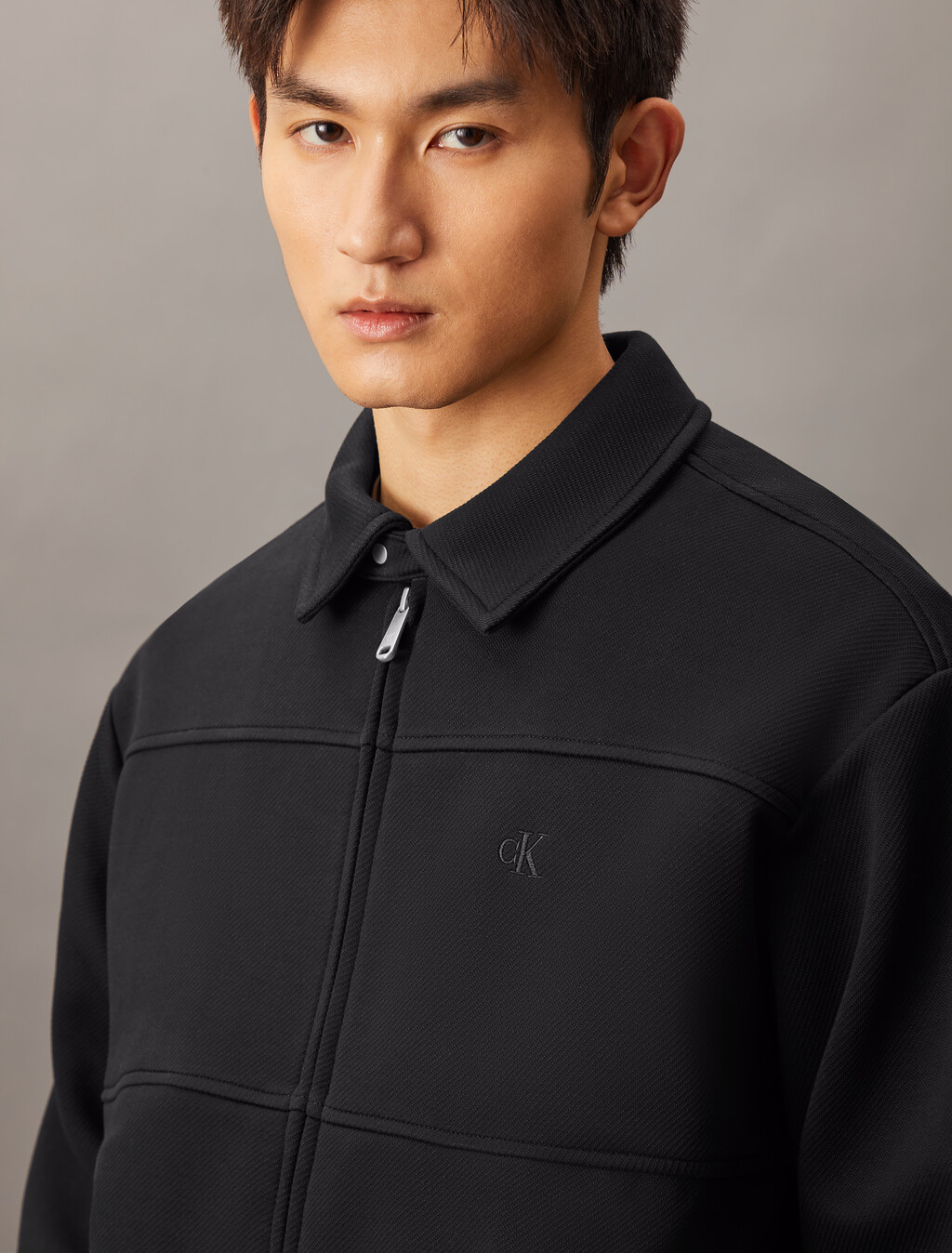 Twill Zip Up Jacket, Ck Black, hi-res
