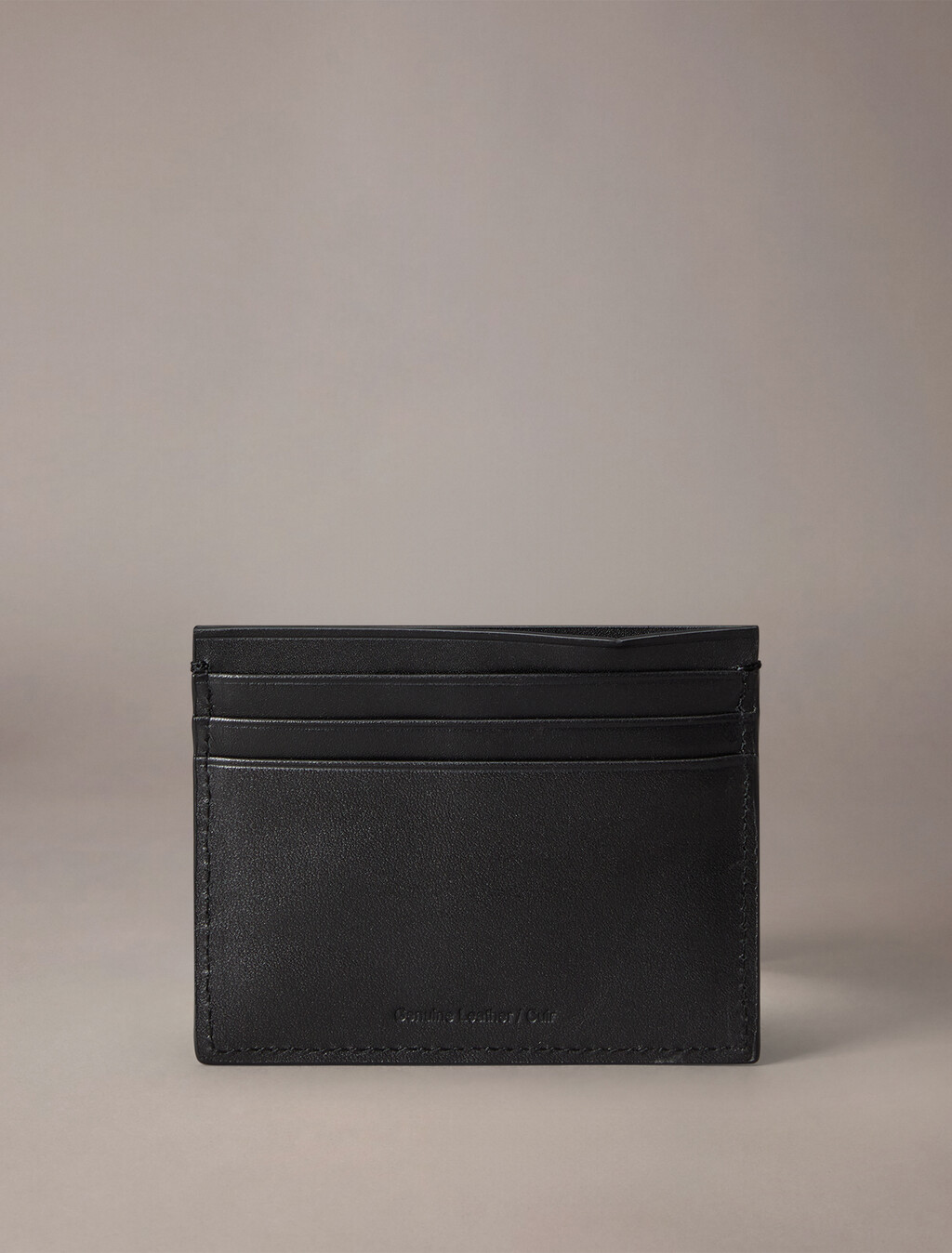 CK Plaque Leather Card Case, Black, hi-res