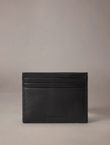 CK Plaque Leather Card Case, Black, hi-res