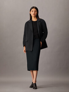 Double Face Recycled Wool Blend Blazer, GUNMETAL MELANGE, hi-res