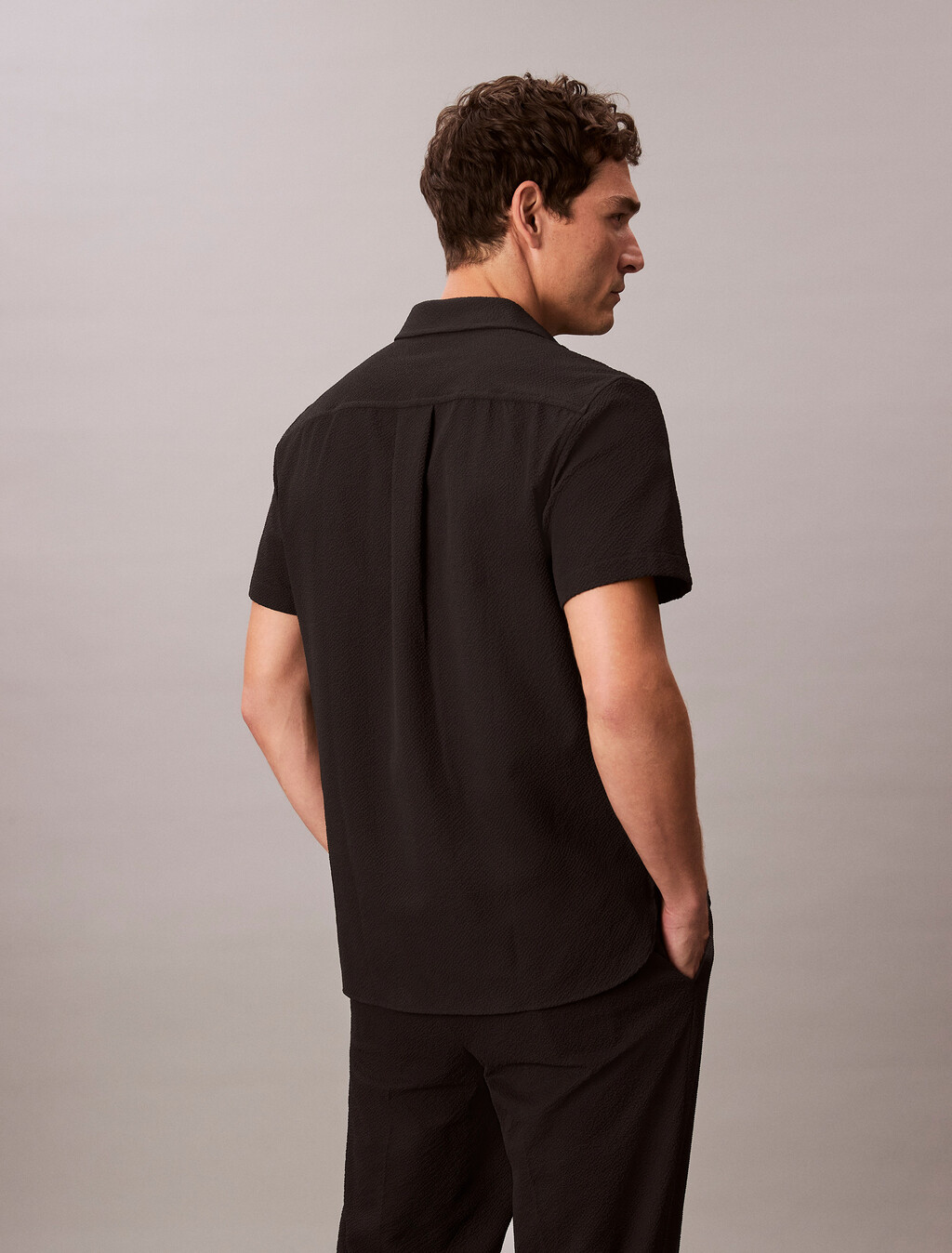 Seersucker Classic Shirt, Black, hi-res