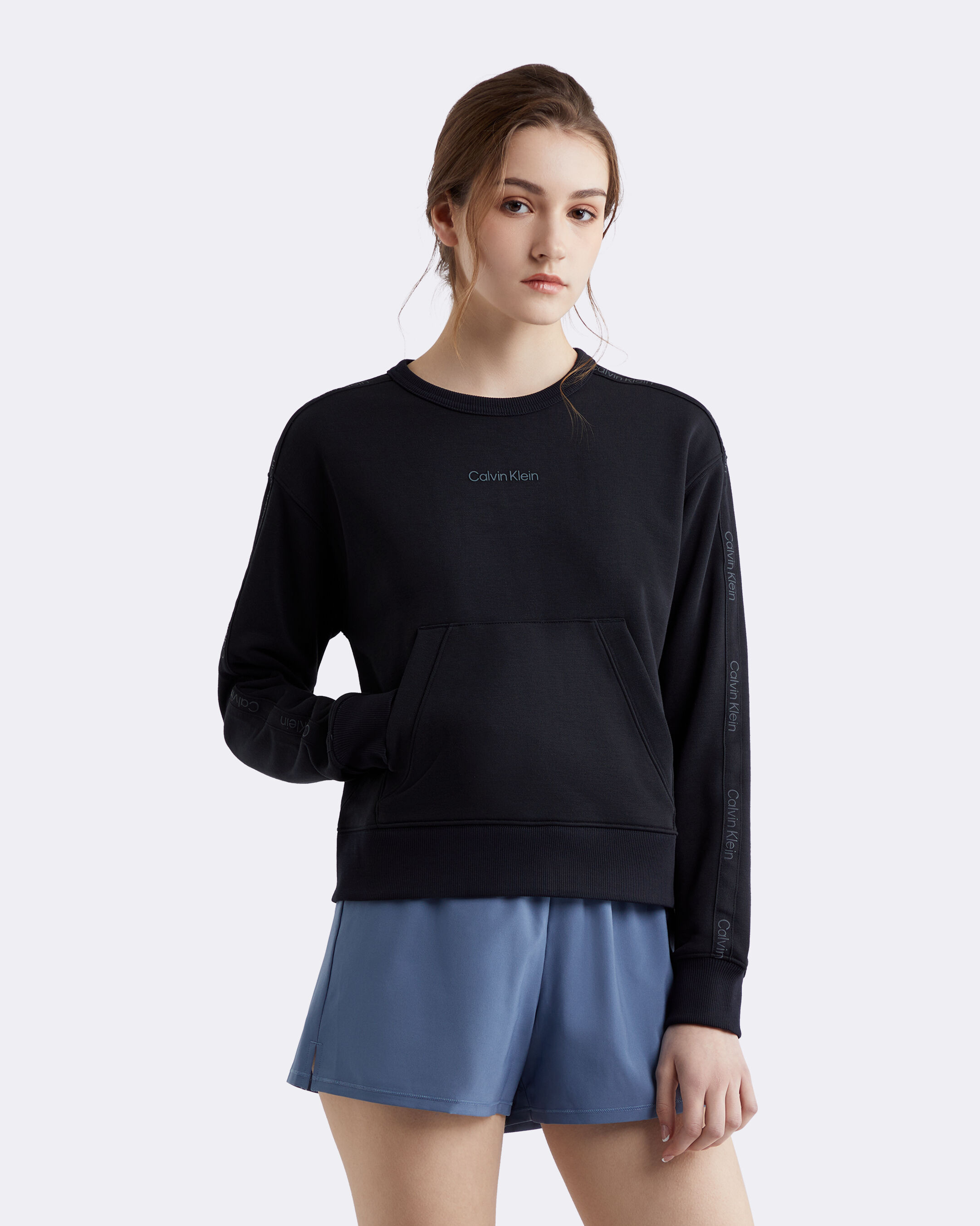 Calvin klein cropped logo hoodie top