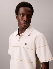 Textured Stripe Easy Polo Shirt, Moonstruck, hi-res