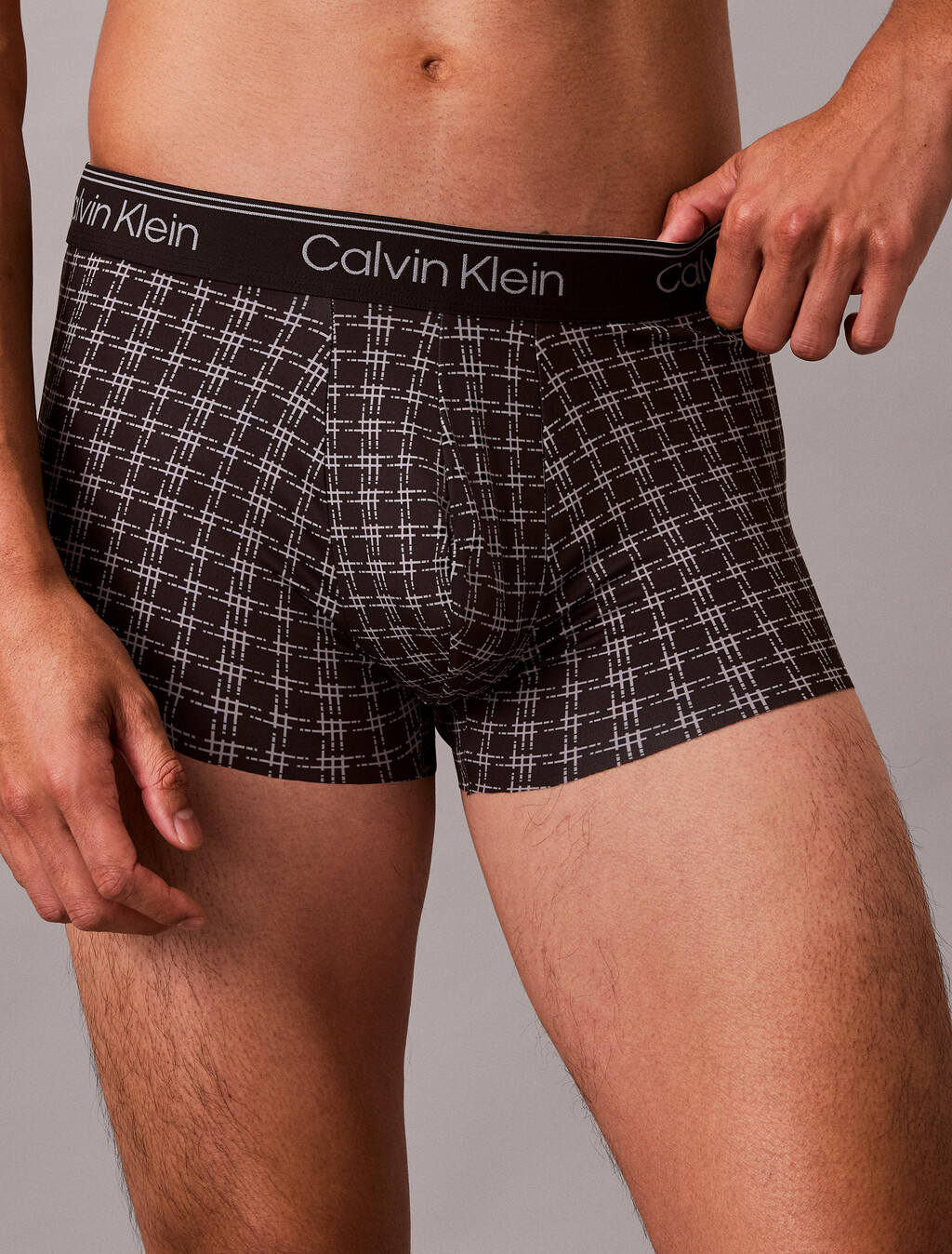 Low Rise Trunks - Micro Stretch Cooling, RACETRACK PLAID+BLACK/SLEET, hi-res