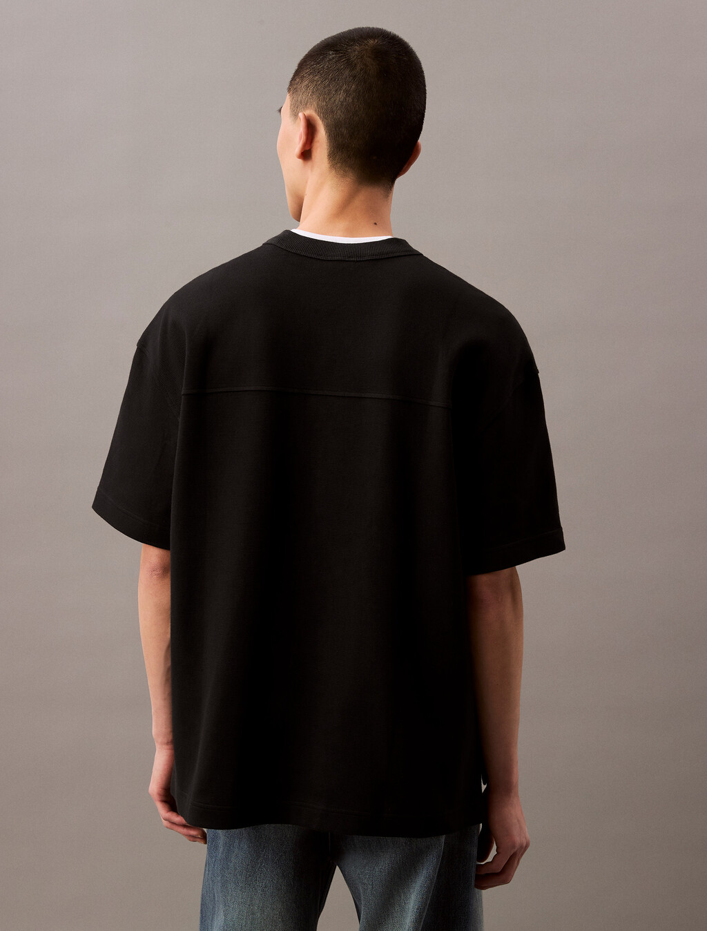 Monogram 珠地紋理 T 恤, Black, hi-res