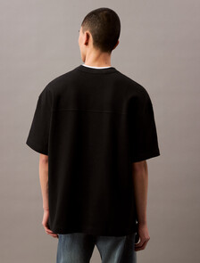 Monogram 珠地紋理 T 恤, Black, hi-res