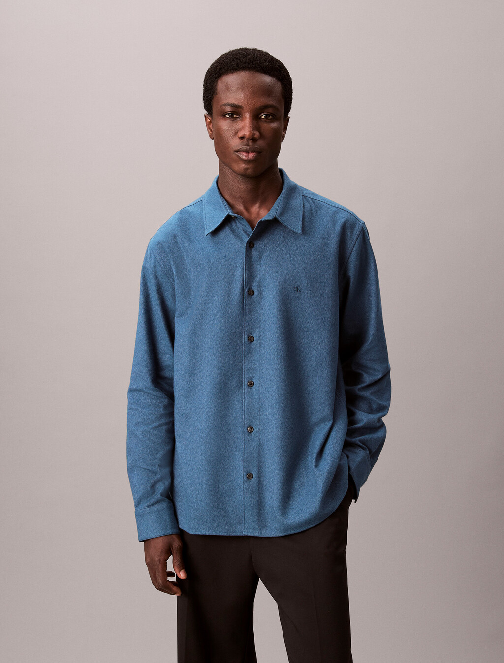 Melange Flannel Relaxed Button-Down Shirt, Wild Wind, hi-res