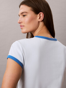 Slim Baby Fit Varsity Logo Ringer T-Shirt, Plein Air, hi-res