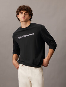 Institutional Logo Regular Long Sleeve Tee, Ck Black, hi-res