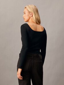 羅紋針織上衣, Ck Black, hi-res