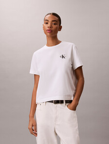 Core Essentials Monogram 刺繡 T 恤, Bright White, hi-res