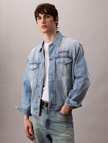 Chain Stitch Logo 90's Denim Jacket, REFLECTION BLUE, hi-res