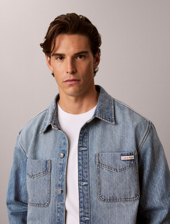 90s Relaxed Logo Denim Overshirt