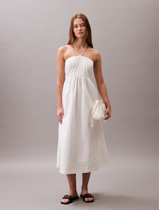 Cotton Twill Halter Dress, Blanc De Blanc, hi-res