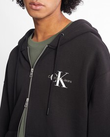 Monogram 拉鍊連帽運動衫, CK BLACK, hi-res