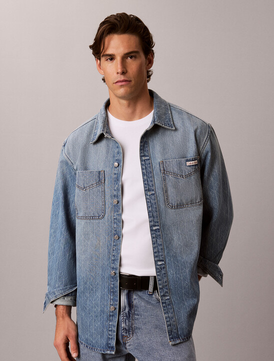 90s Relaxed Logo Denim Overshirt