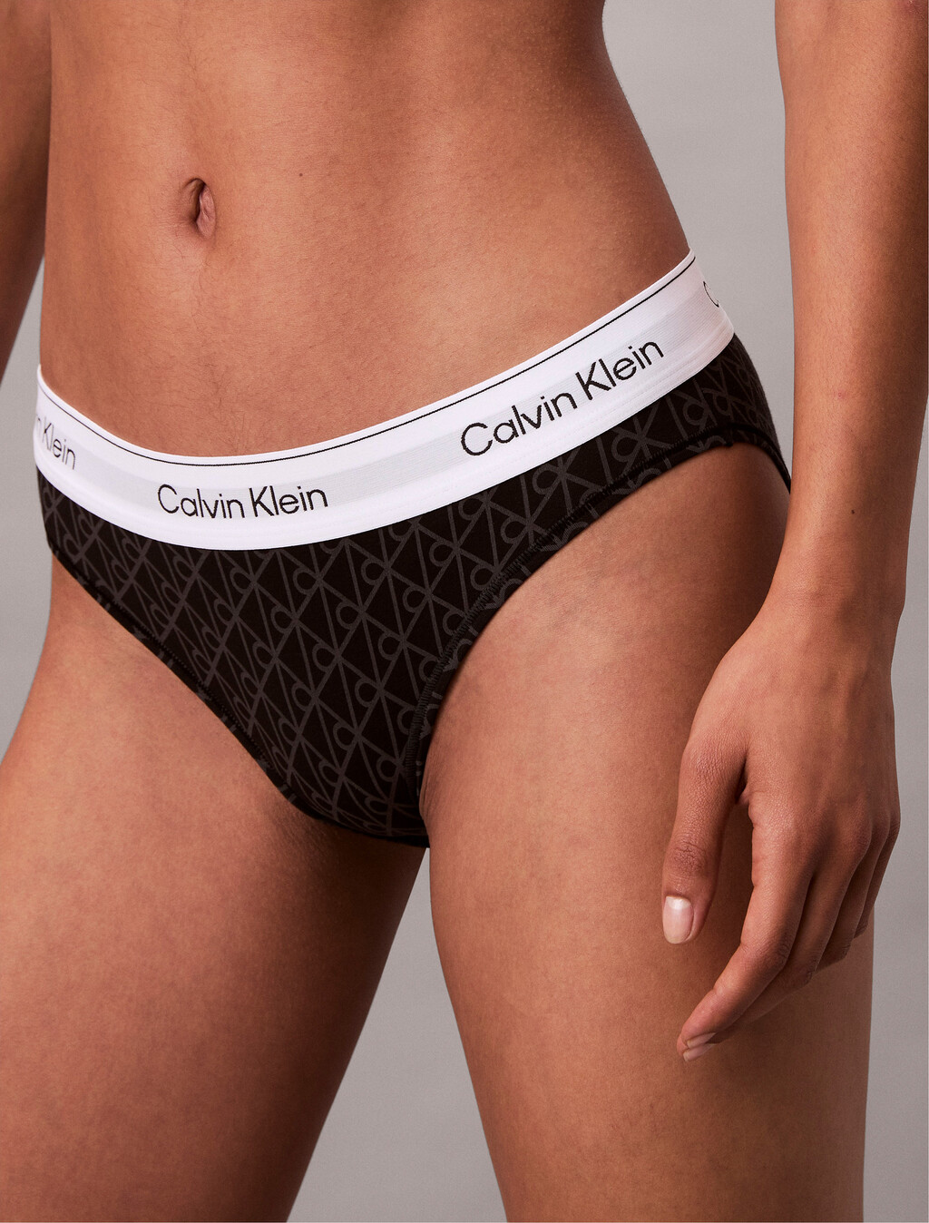 Bikini Briefs - Icon Cotton Modal, SEAMLESS EMBLEM+BLACK/ASHFORD GRAY, hi-res