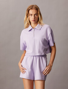Cooling Half Zip Polo, Pastel Lilac, hi-res
