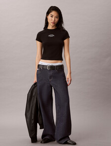 Baby Fit Logo Cropped T-Shirt, Black, hi-res