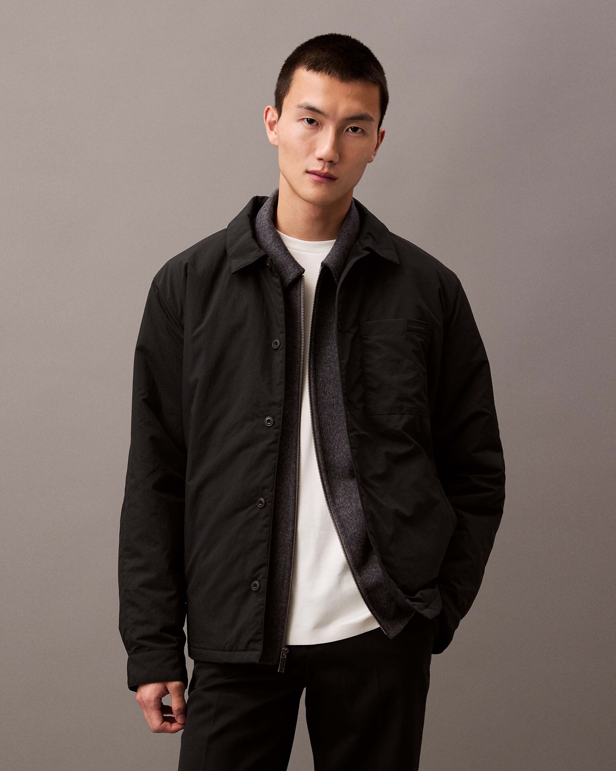 Crinkle Nylon Shirt Jacket | black | Calvin Klein Taiwan