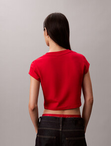 農曆新年絲光棉 CK Emblem 緊身 T 恤, Pantone Red, hi-res