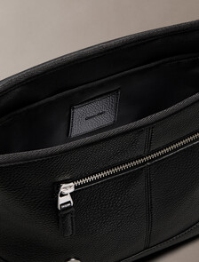Pebbled Signature Logo Messenger Bag, Black, hi-res