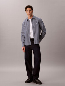 Stripe Washed Poplin Relaxed Shirt, Pageant Blue, hi-res