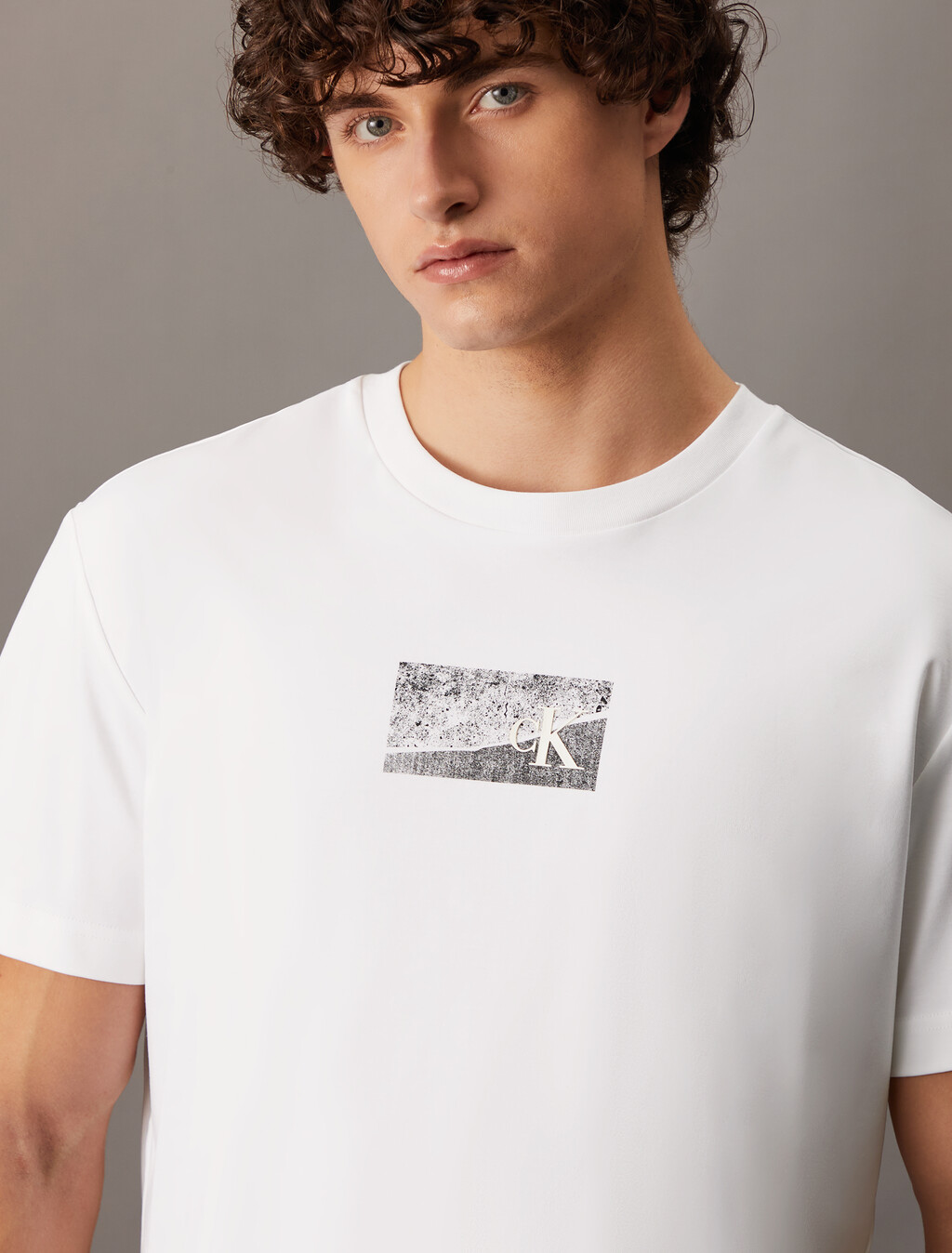 Concrete Monogram Print Regular Tee, Bright White, hi-res