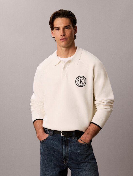 Cotton Knit Varsity Polo Jumper
