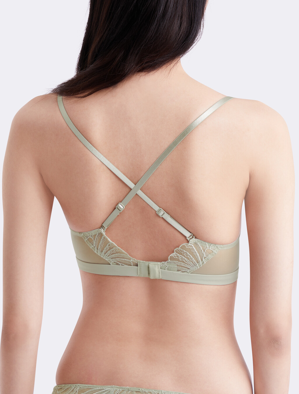 CK Black Plunge Push Up Bra, Moss Gray, hi-res