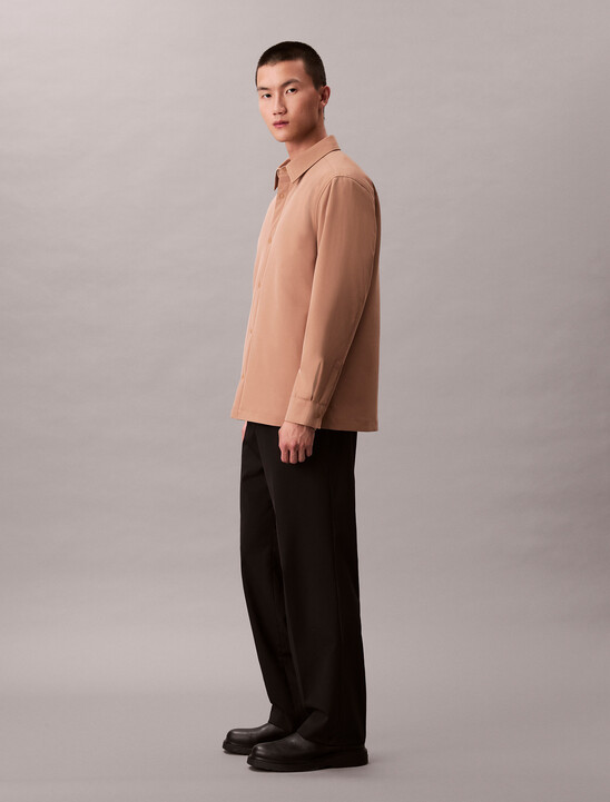 純色斜紋襯衫式外套