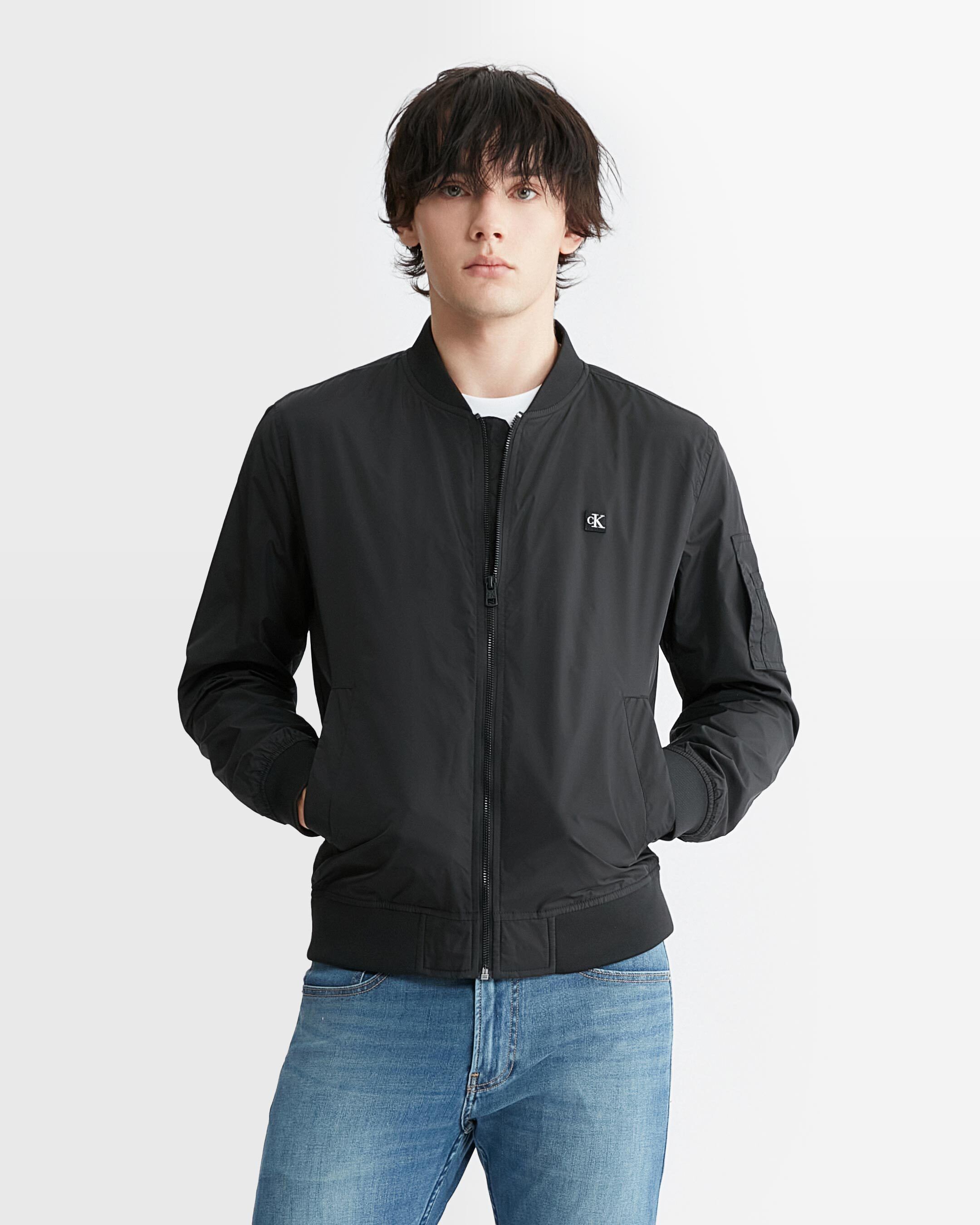 Calvin klein black bomber jacket outlet