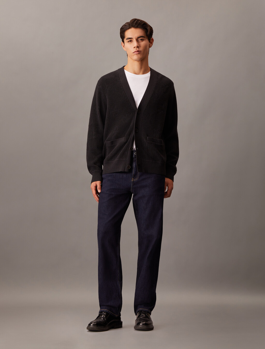 Monogram 標誌寬鬆開襟外套, Ck Black, hi-res