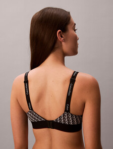 Lightly Lined Bralette - Graphic Monogram Microfibre Stretch, MINI STEPPING LOGO BLACK, hi-res