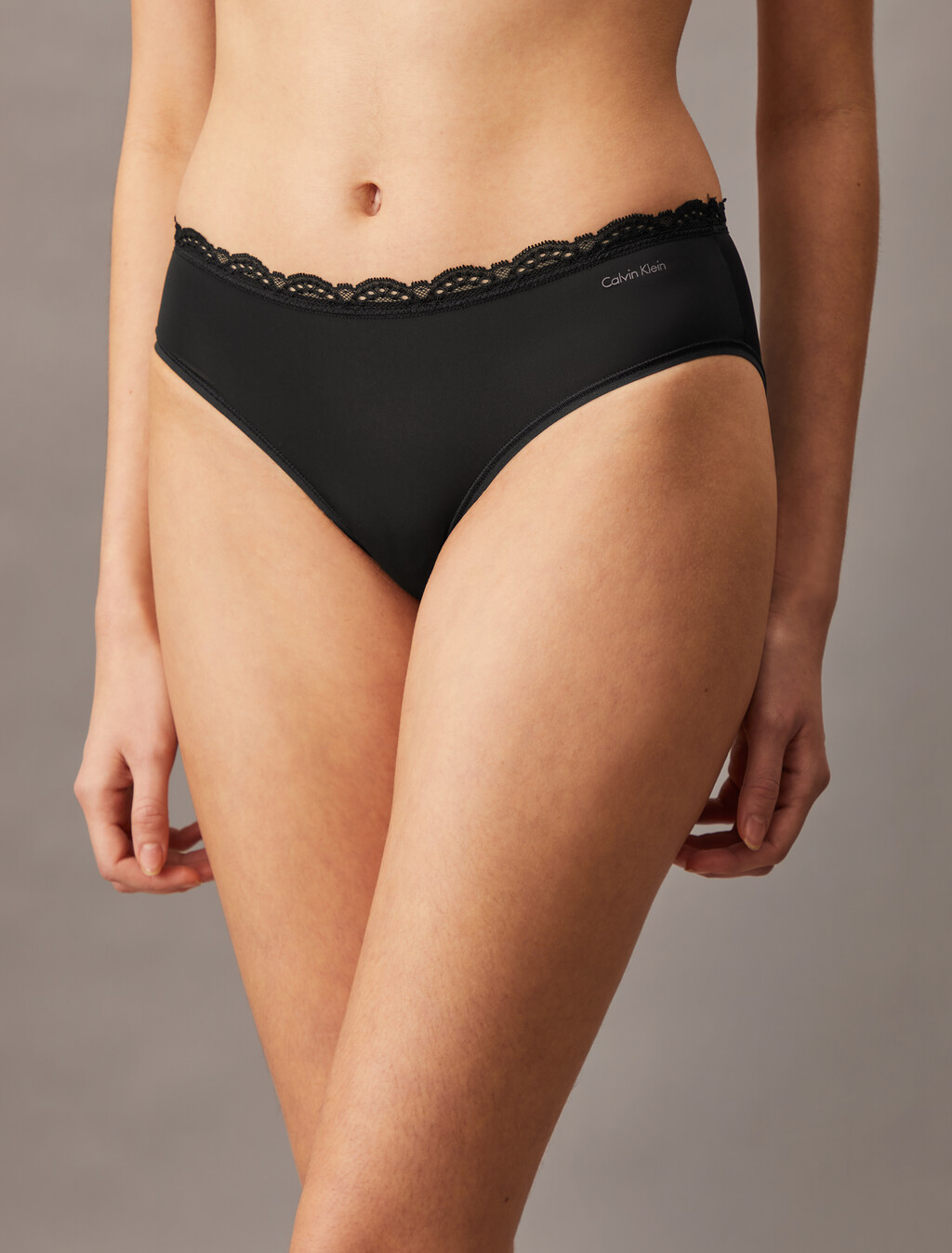 Microfiber Stretch with Lace Hipster, Black, hi-res