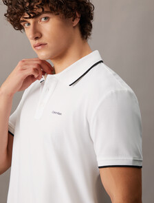 對比飾邊經典珠地棉 Polo 衫, Bright White, hi-res