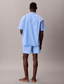 Cotton Crest Logo Pyjama Shorts, SLIM STRIPE BLUE DESCENT, hi-res