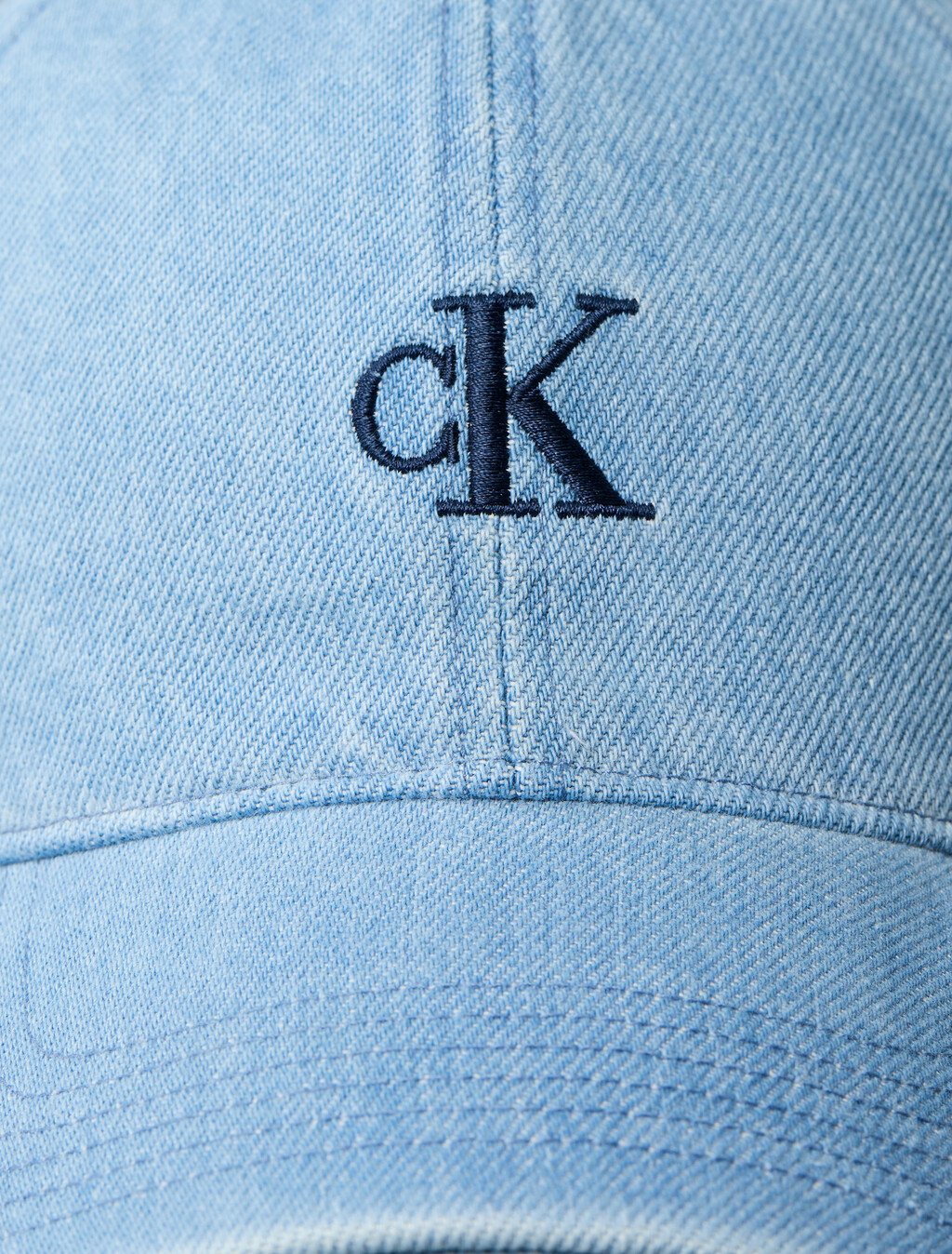 Small Monogram Denim Baseball Cap, Vintage Denim/Bone White Logo, hi-res